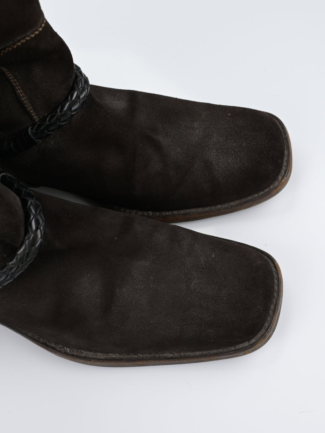 Suede Intrecciato Braided Weave Cord Boots