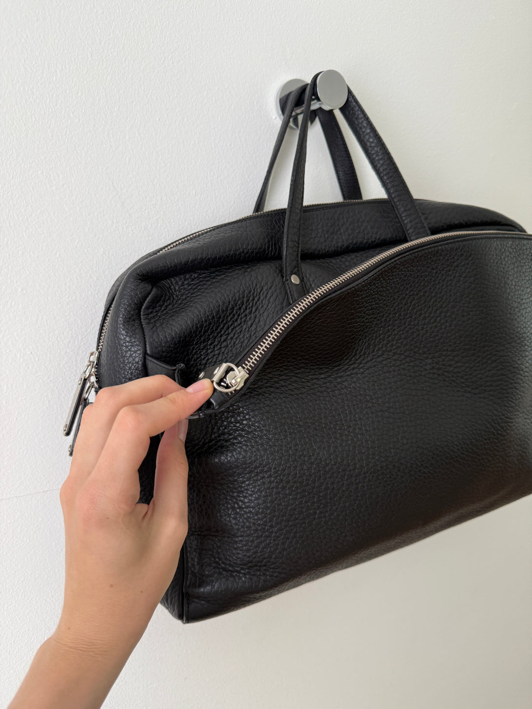 Pebbled Leather Messenger Bag