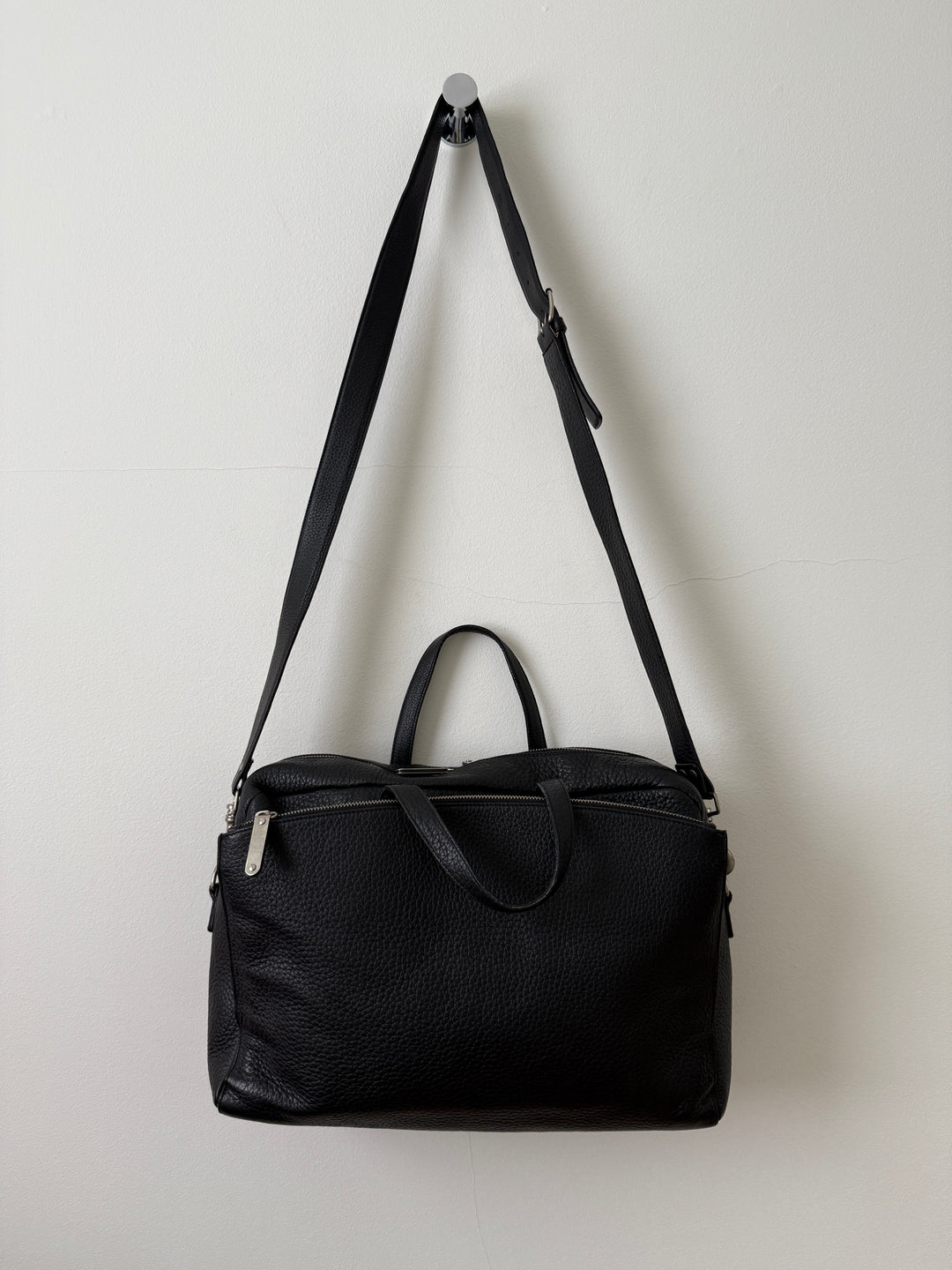 Pebbled Leather Messenger Bag