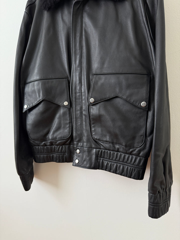 Leather Pilot Bomber Jacket