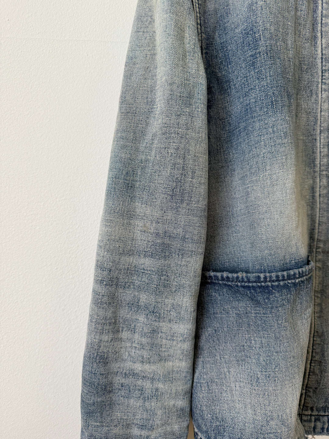 Distressed Denim Wool Lined Jacket