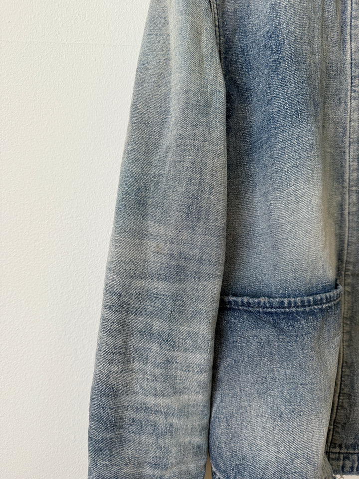Distressed Denim Wool Lined Jacket