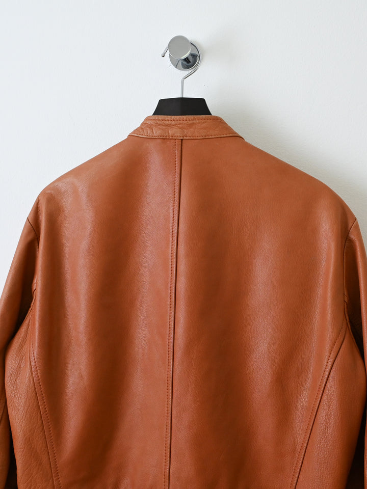 Brown 5 Zip Leather Moto Jacket