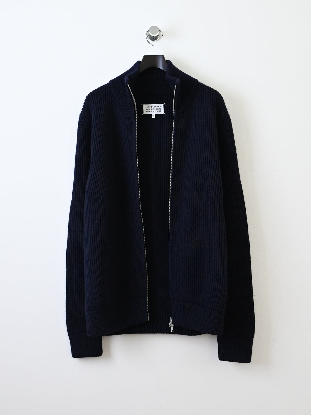 14 Zip Up Wool Knit Ribbed Sweater