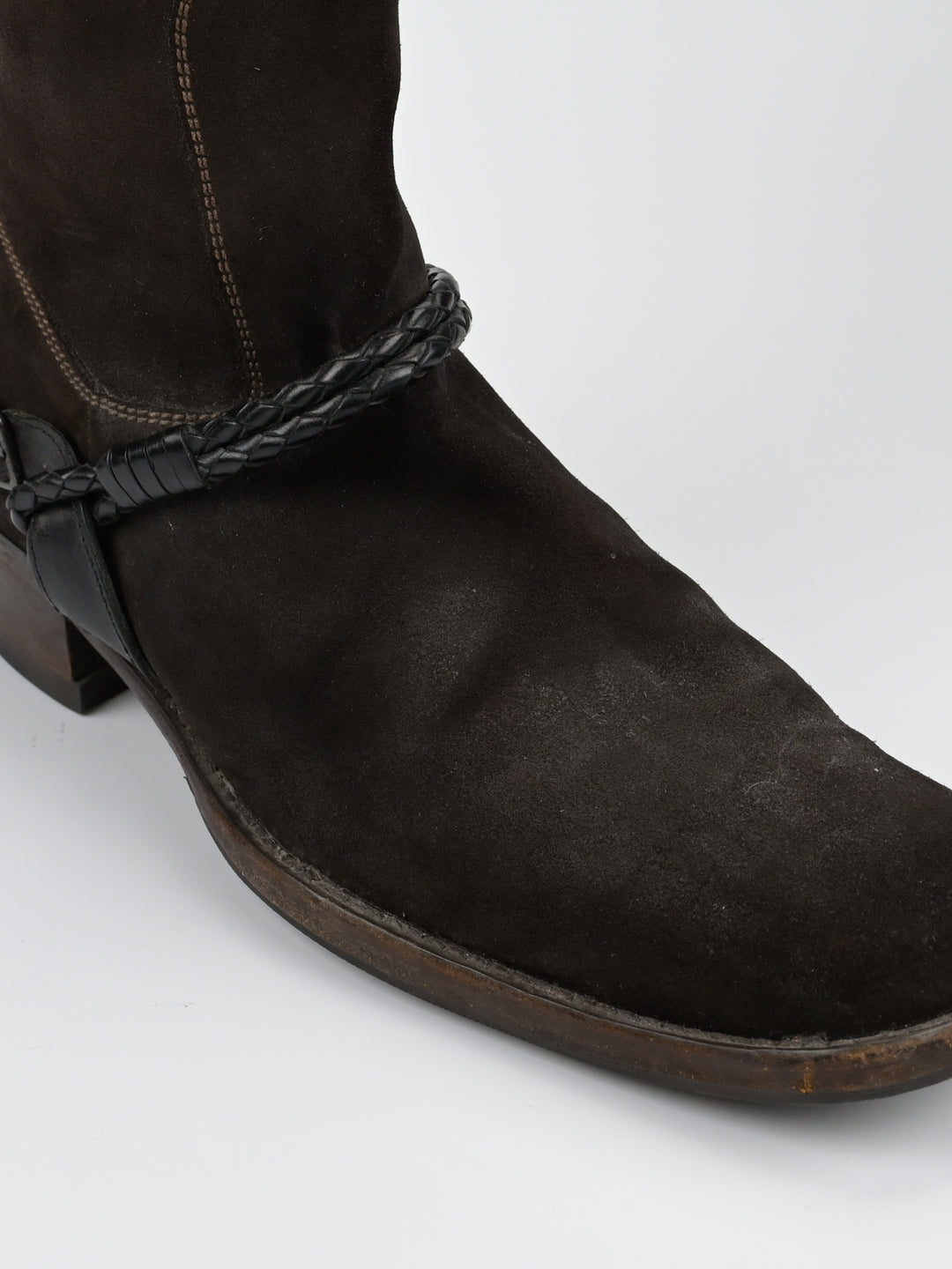Suede Intrecciato Braided Weave Cord Boots