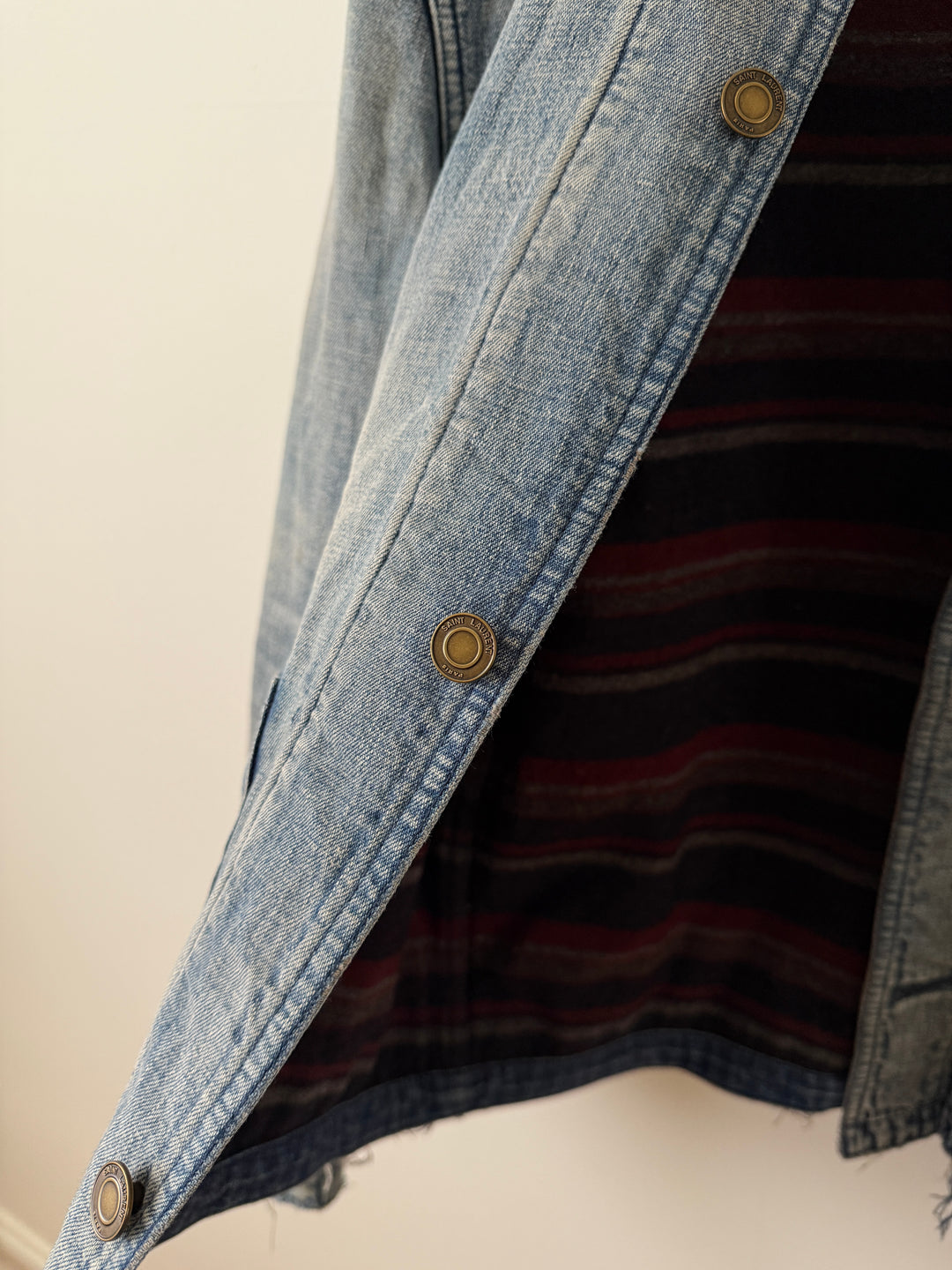 Distressed Denim Wool Lined Jacket