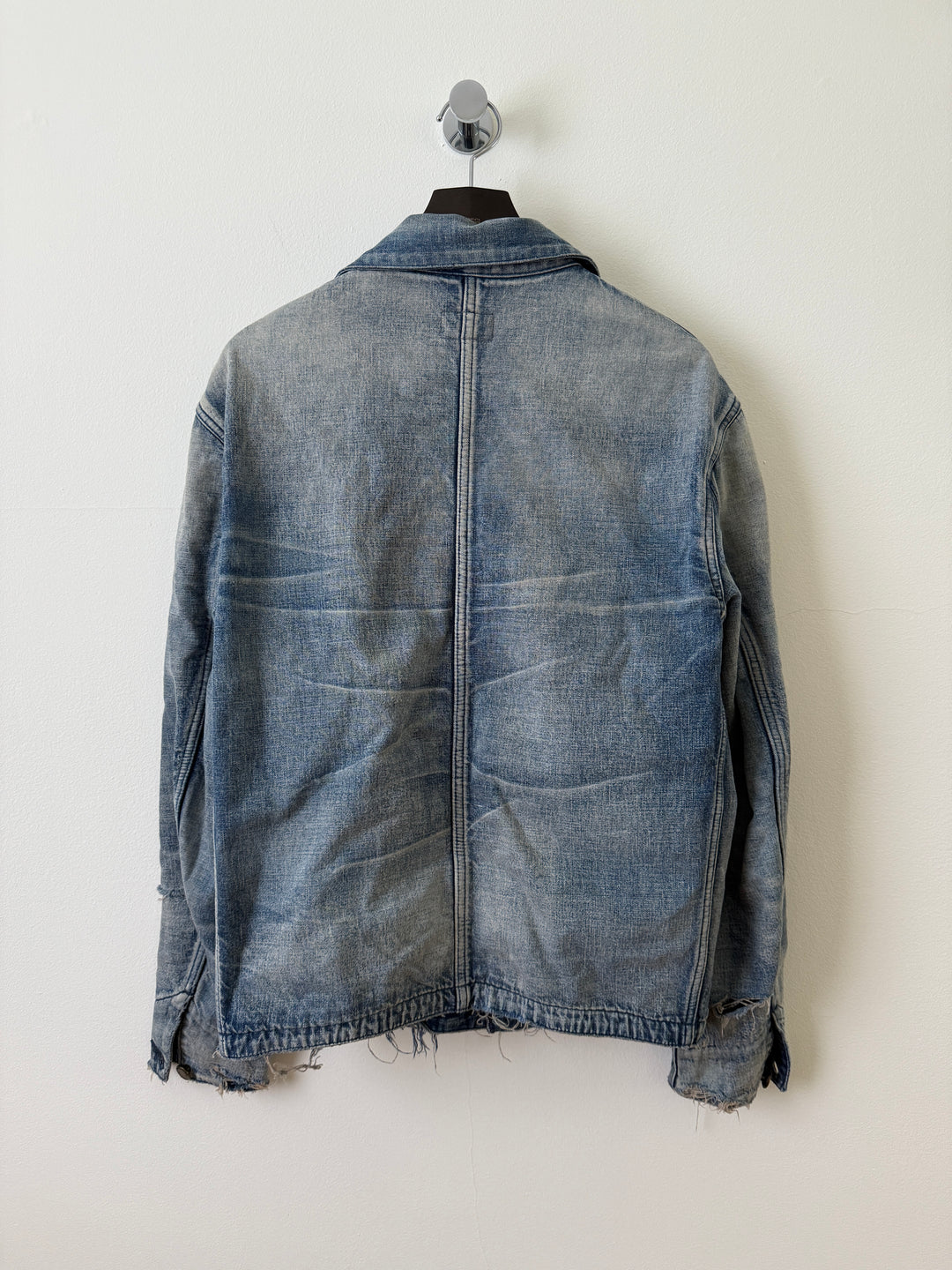Distressed Denim Wool Lined Jacket
