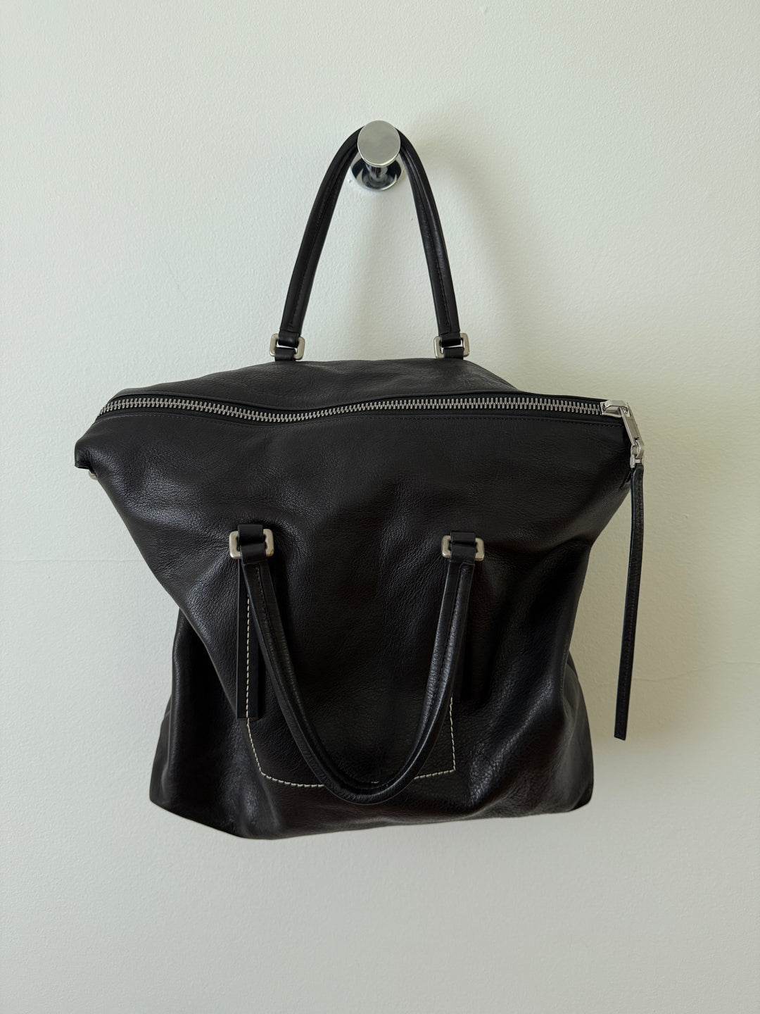Leather Top Handle Tote Bag