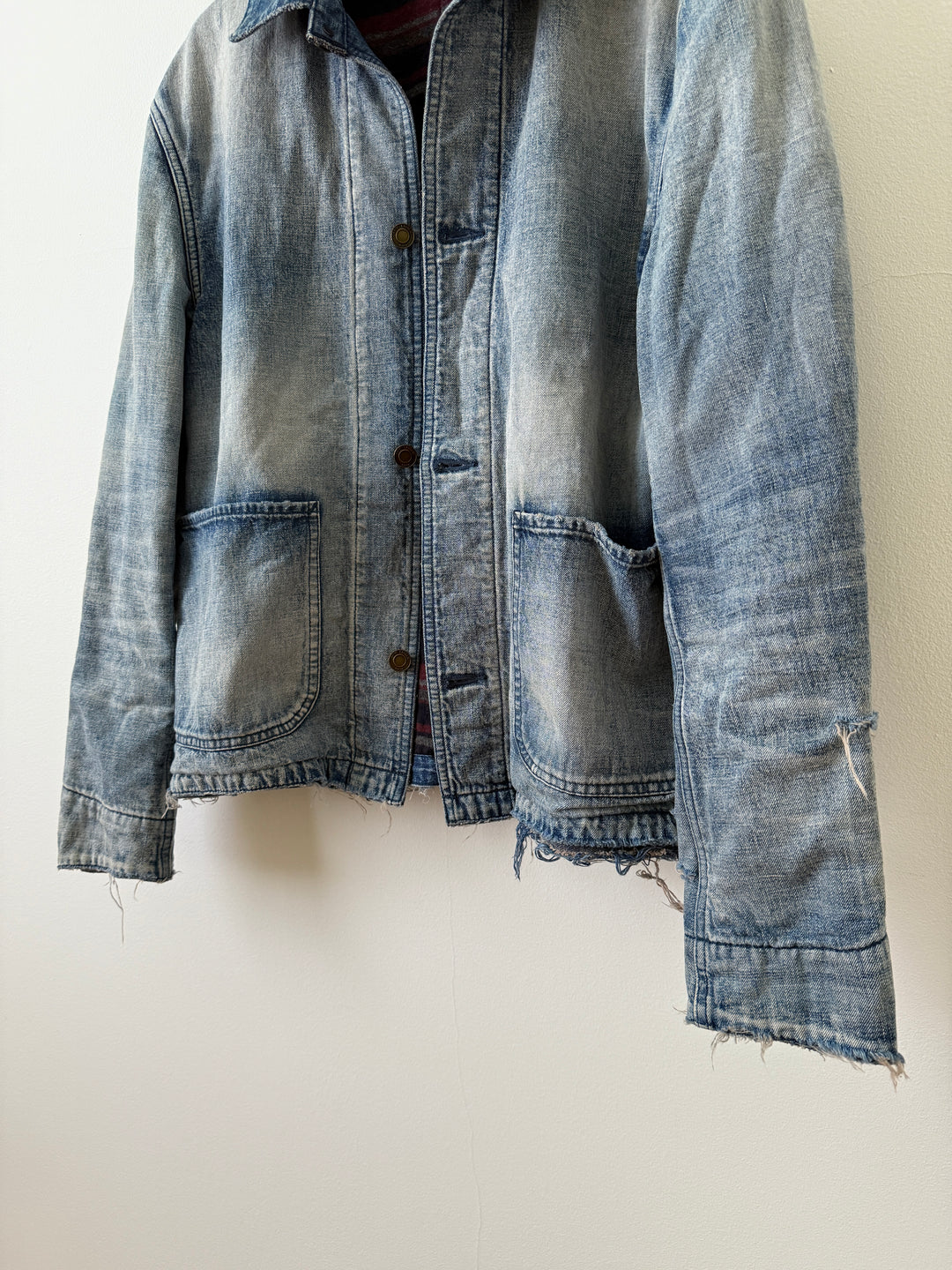 Distressed Denim Wool Lined Jacket