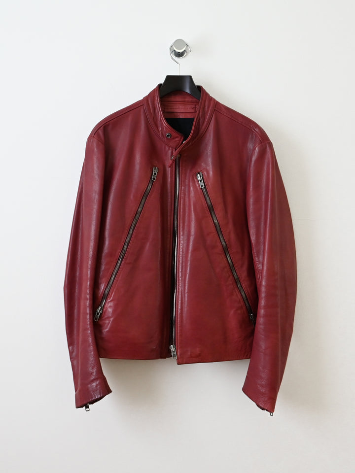 Red 5 Zip Leather Jacket