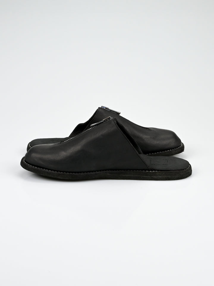 Front Zip Calf Leather Full Grain Slipper