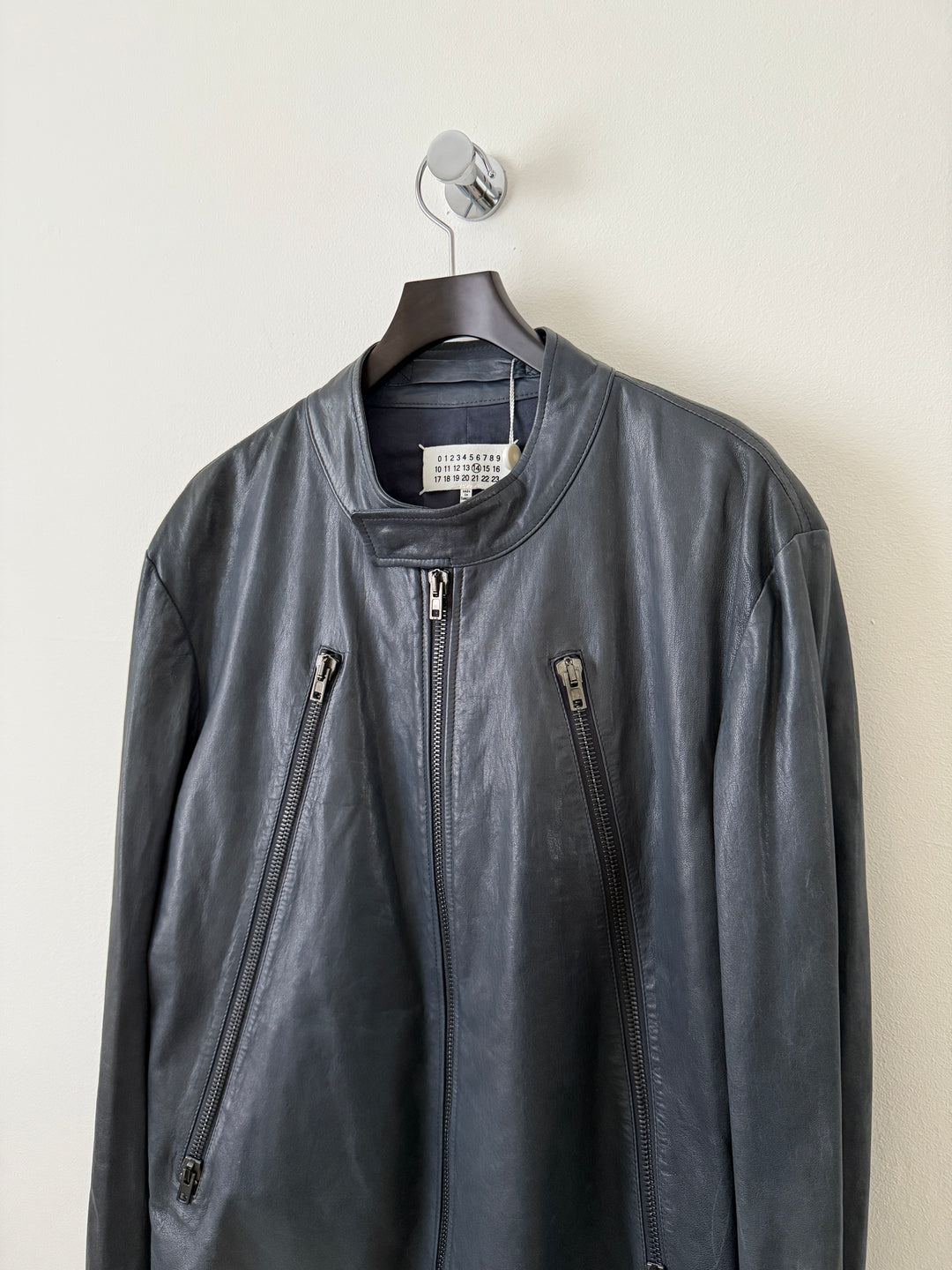 5 Zip Leather Moto Jacket