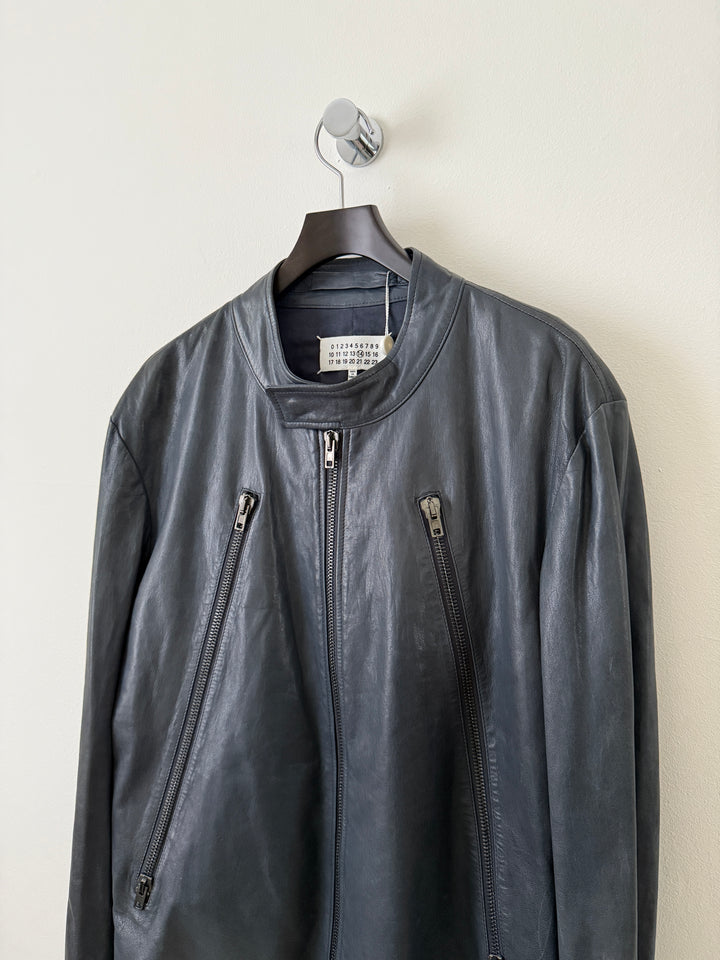 5 Zip Leather Moto Jacket