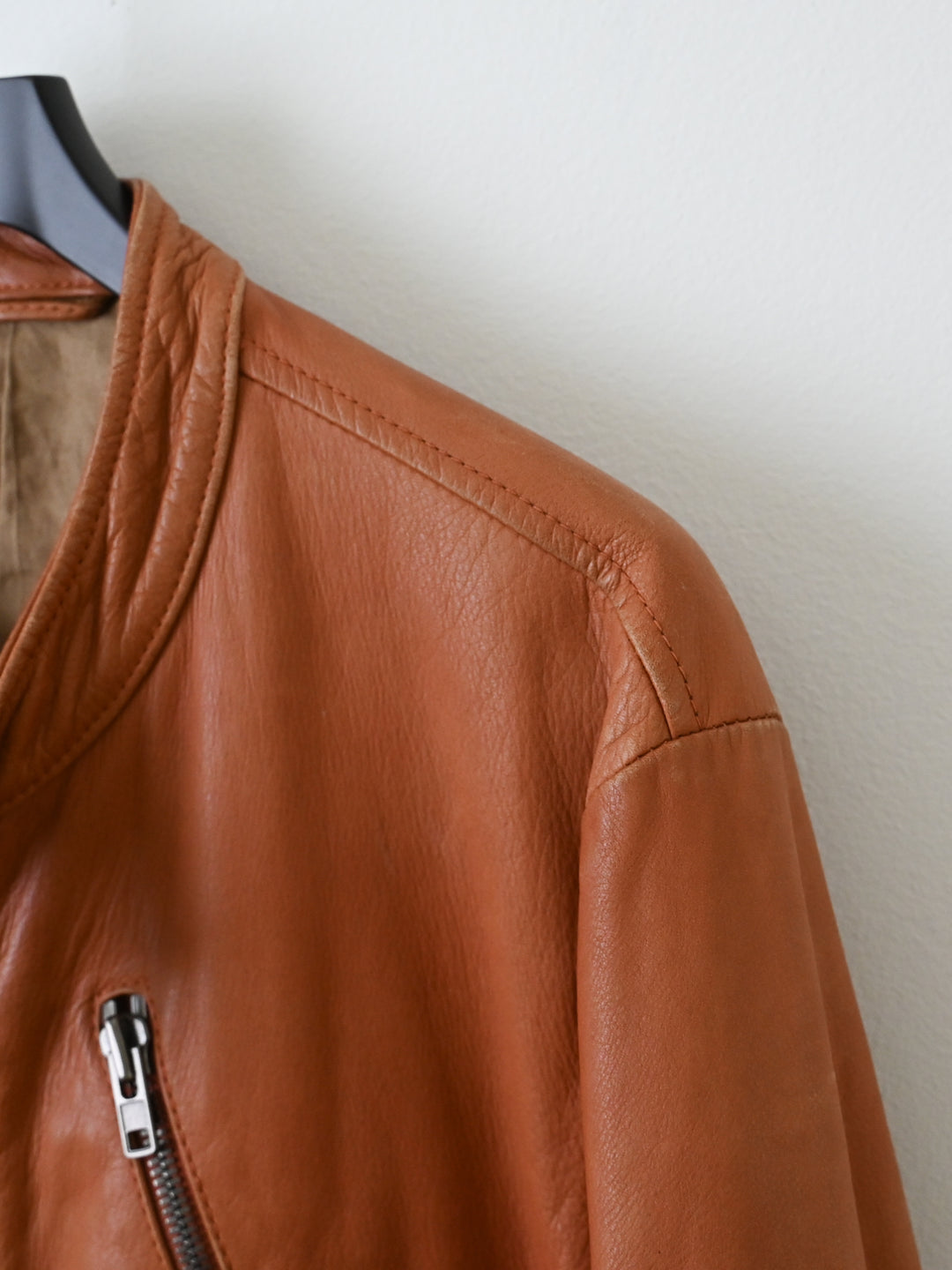 Brown 5 Zip Leather Moto Jacket