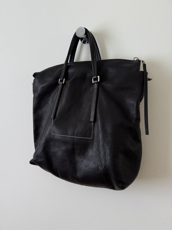 Leather Top Handle Tote Bag