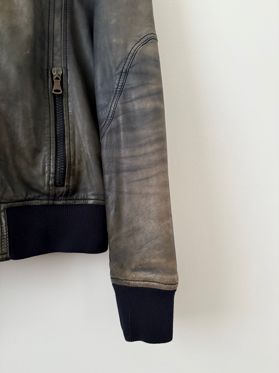 2000s Faded Leather Bomber Jacket