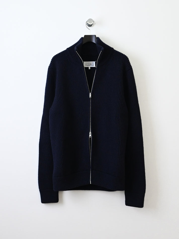 14 Zip Up Wool Knit Ribbed Sweater