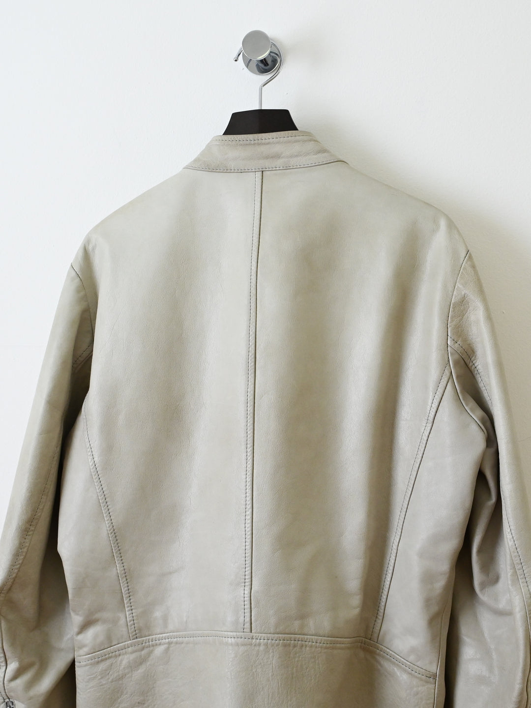 White 5 Zip Leather Moto Jacket