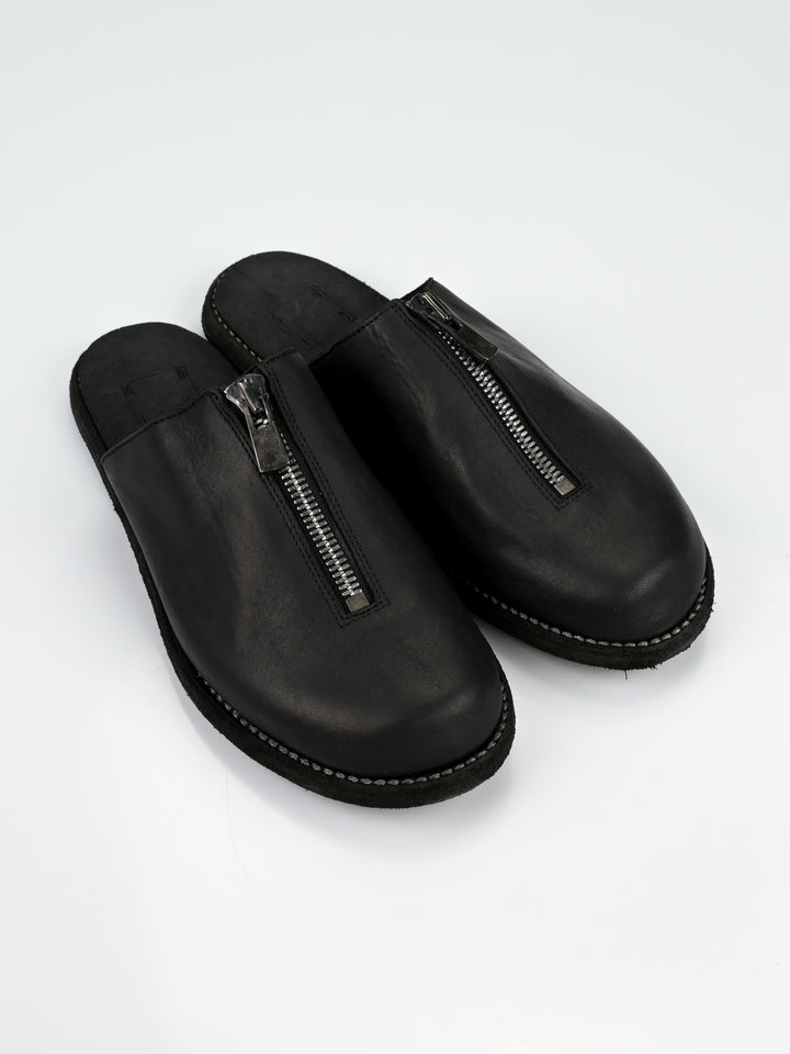 Front Zip Calf Leather Full Grain Slipper
