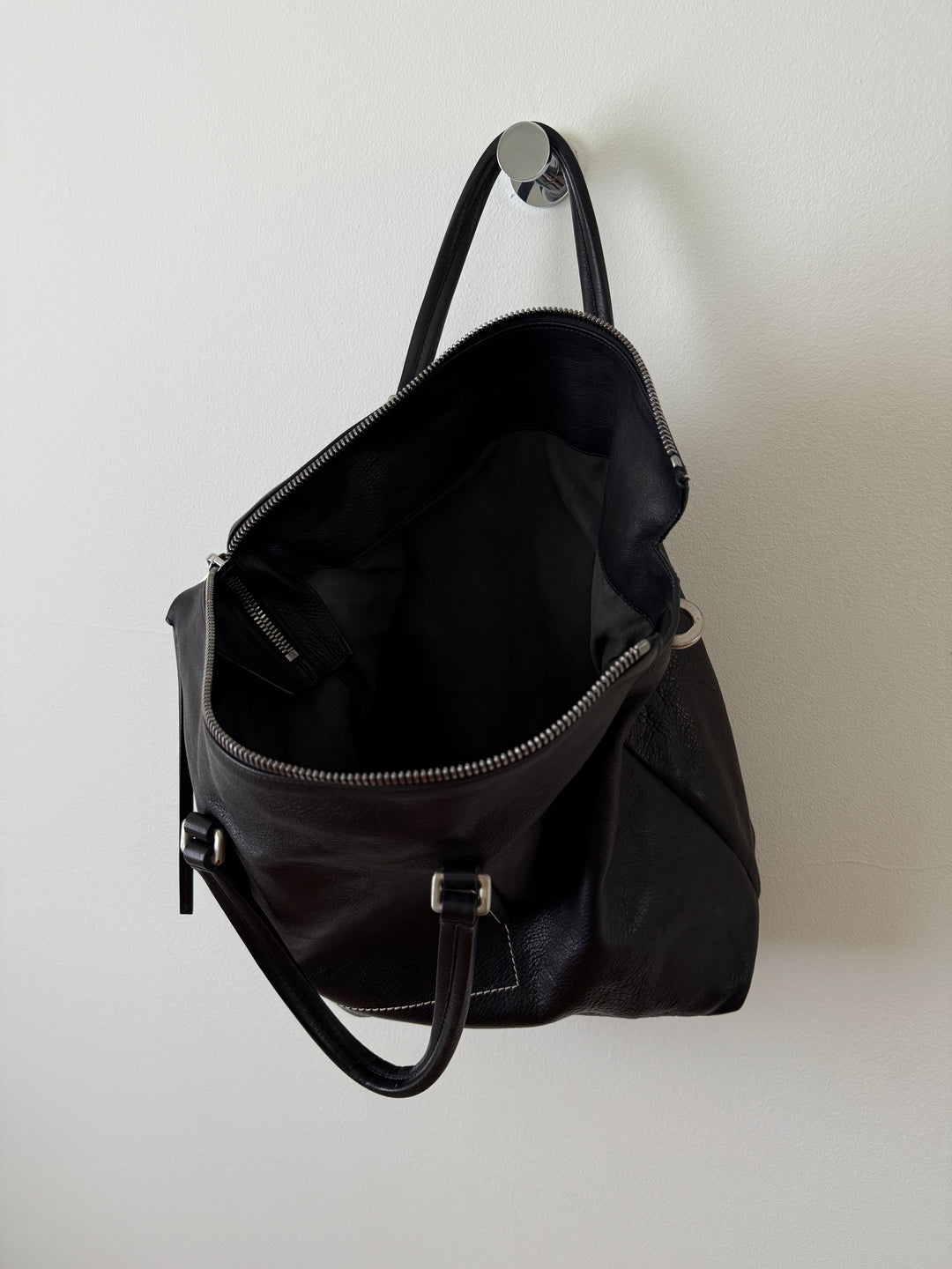 Leather Top Handle Tote Bag