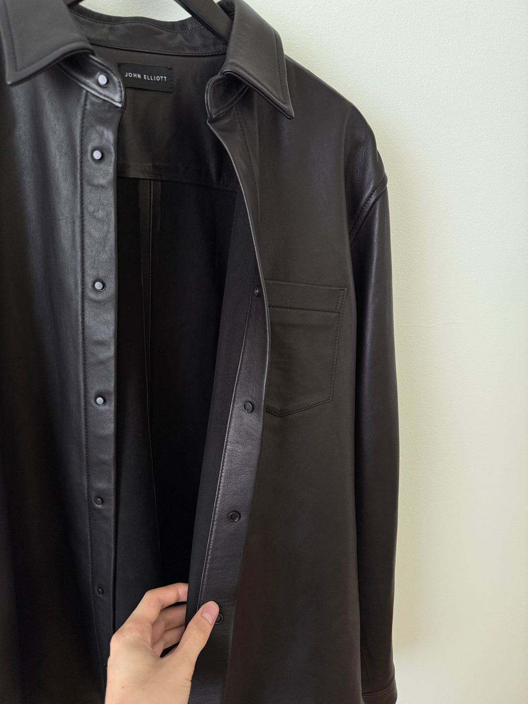 Leather Cloak Button Up Shirt