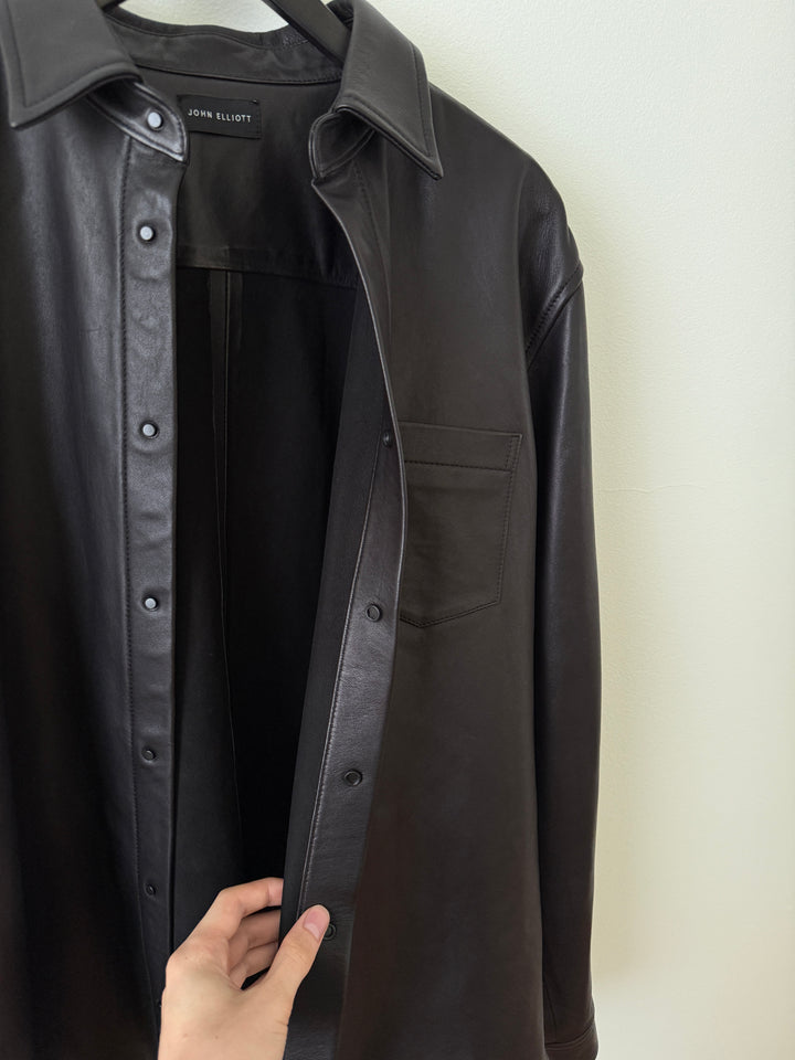 Leather Cloak Button Up Shirt