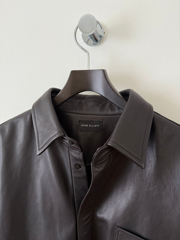Leather Cloak Button Up Shirt