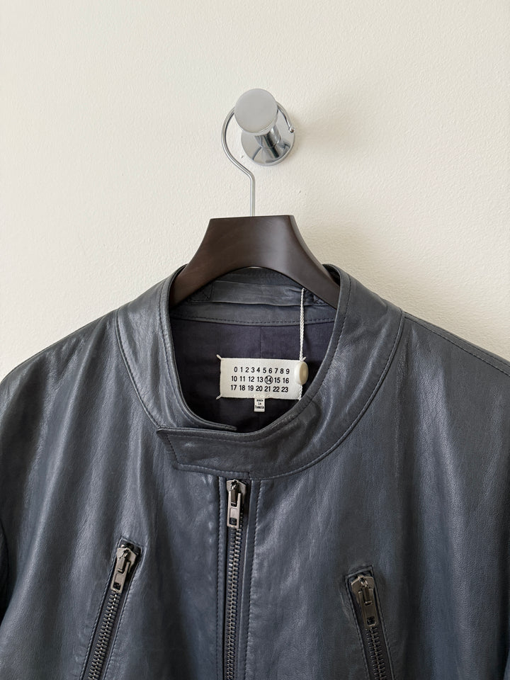 5 Zip Leather Moto Jacket