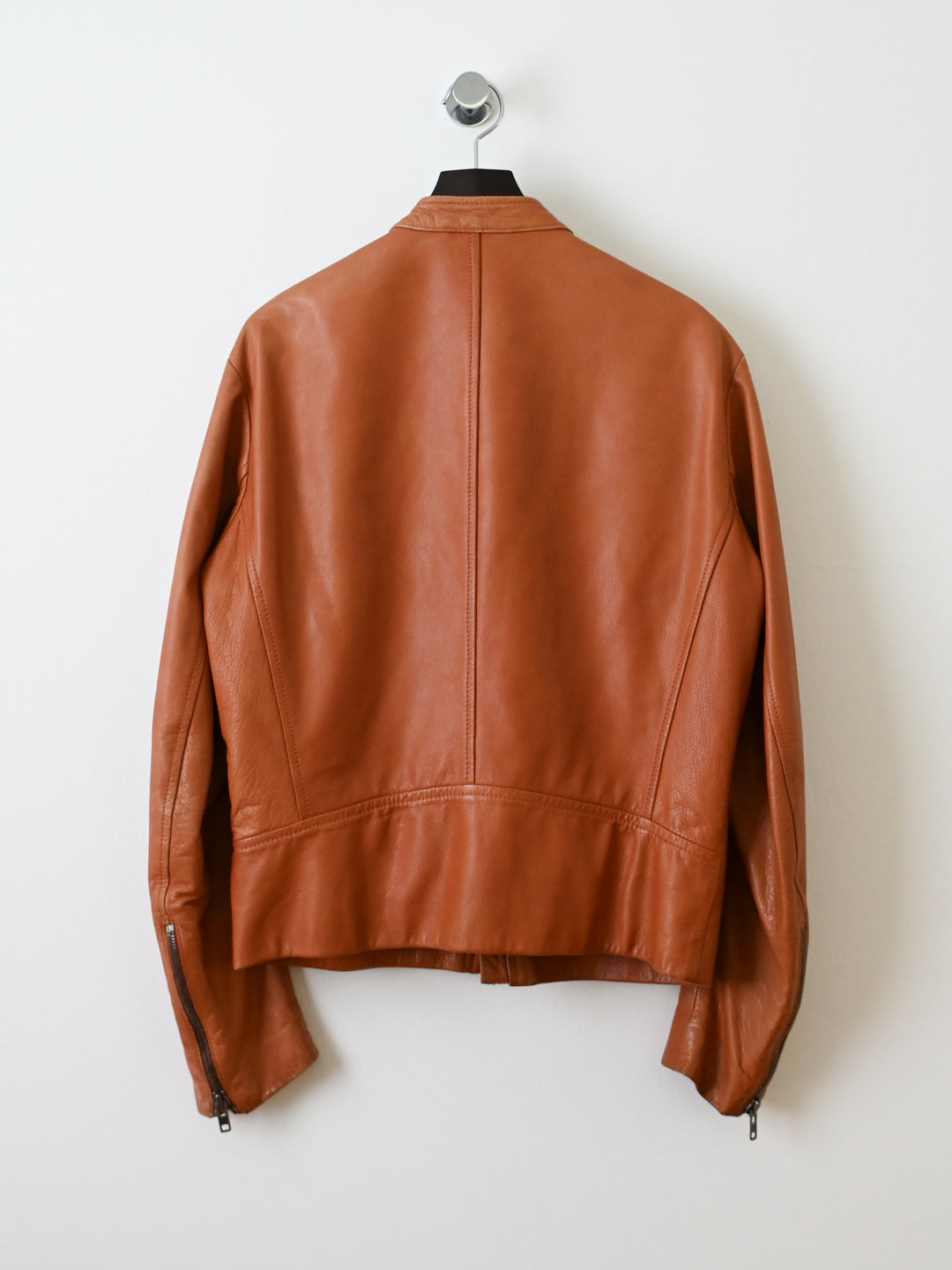 Brown 5 Zip Leather Moto Jacket