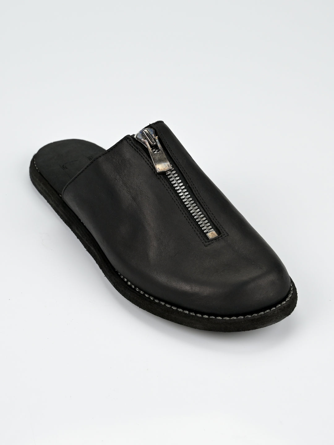 Front Zip Calf Leather Full Grain Slipper