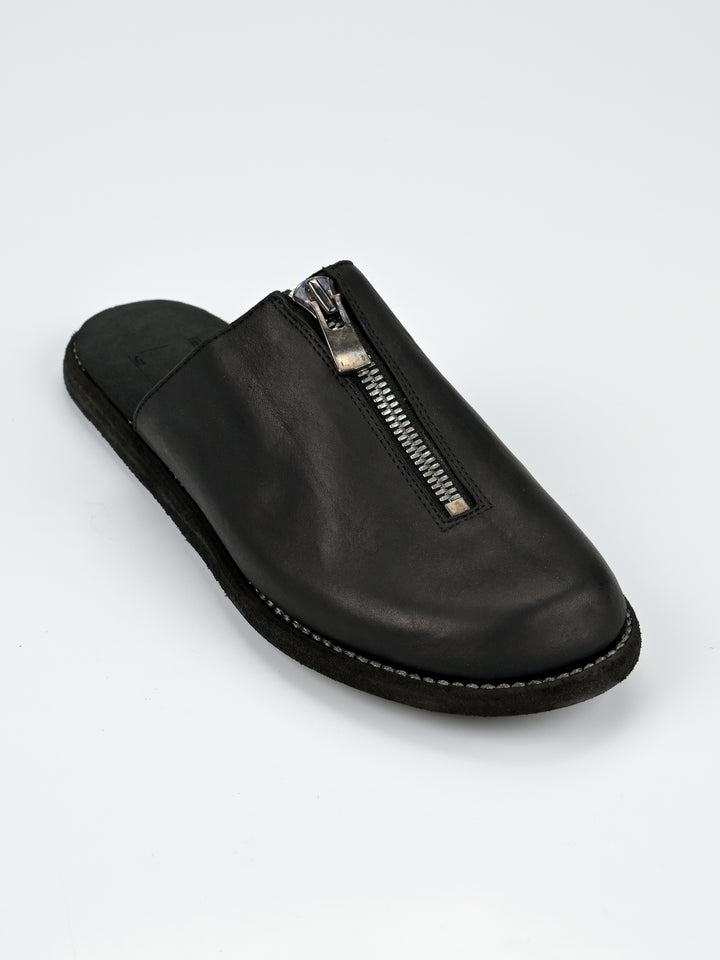 Front Zip Calf Leather Full Grain Slipper
