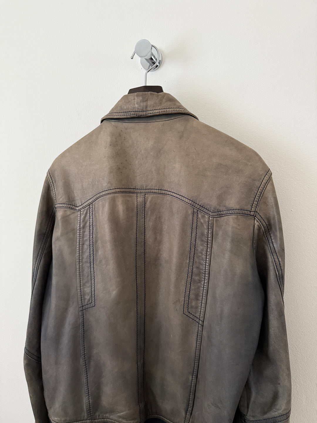 2000s Faded Leather Bomber Jacket