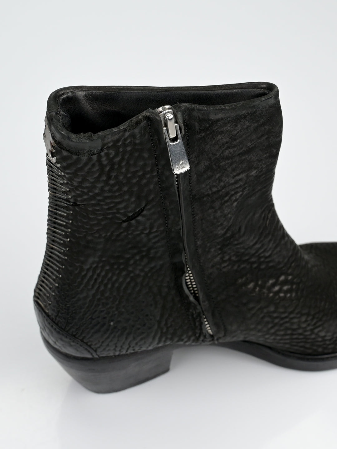 Staple Spine Grained Leather Ankle Boots