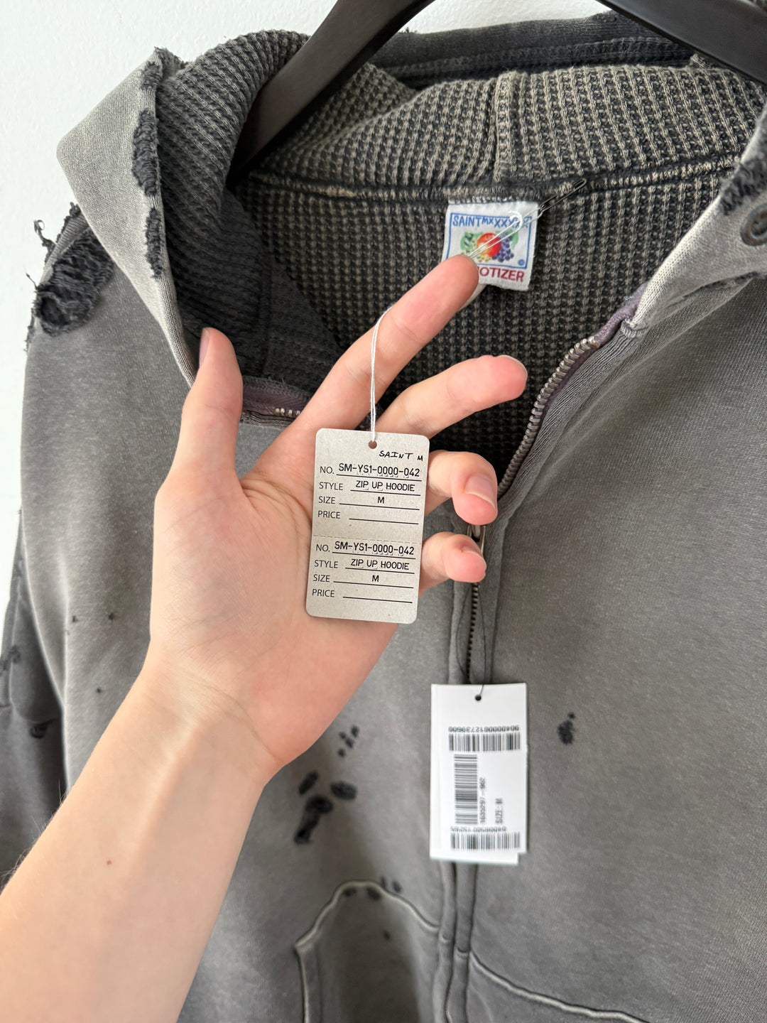 Distressed Thermal Hoodie