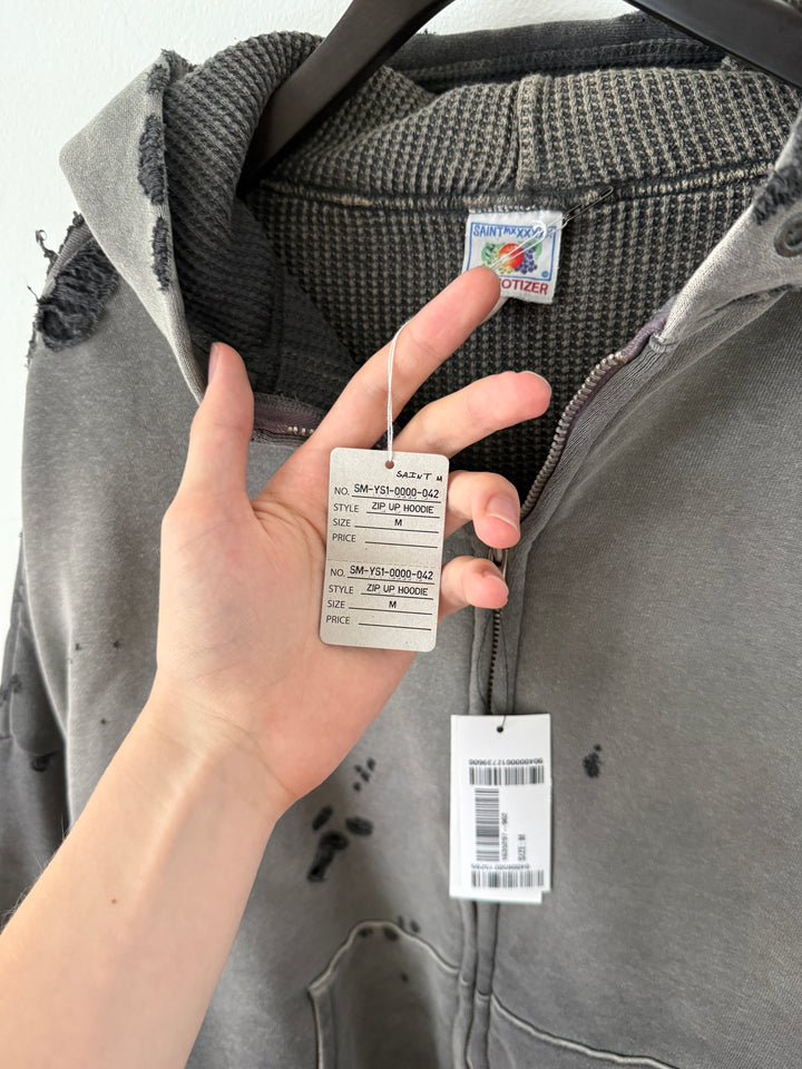 Distressed Thermal Hoodie