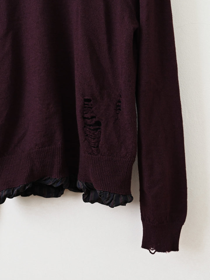 Burgundy Distressed Jumper