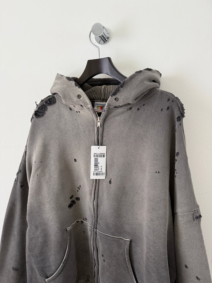 Distressed Thermal Hoodie