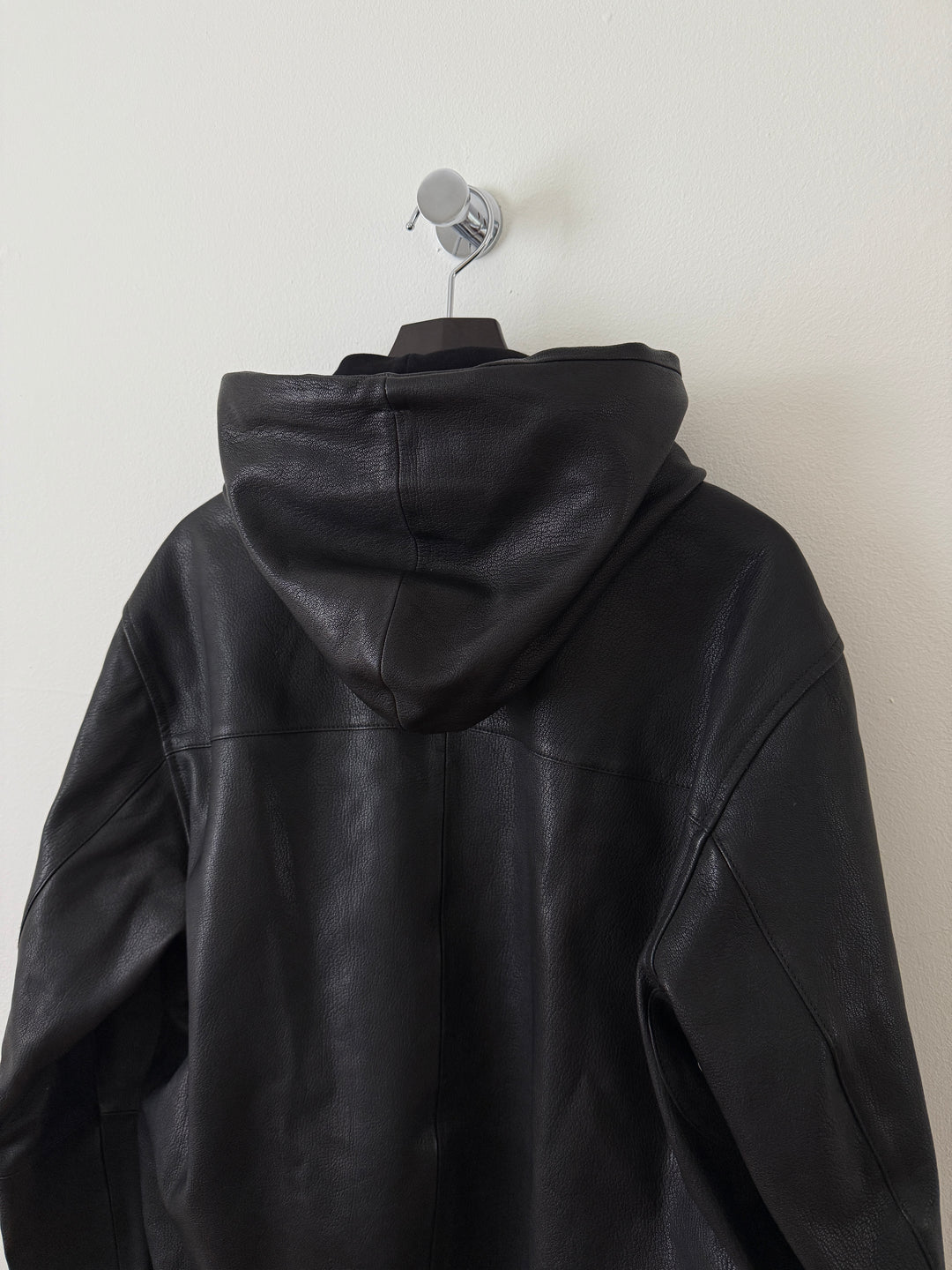 5 Zip Goat Leather Hooded Jacket