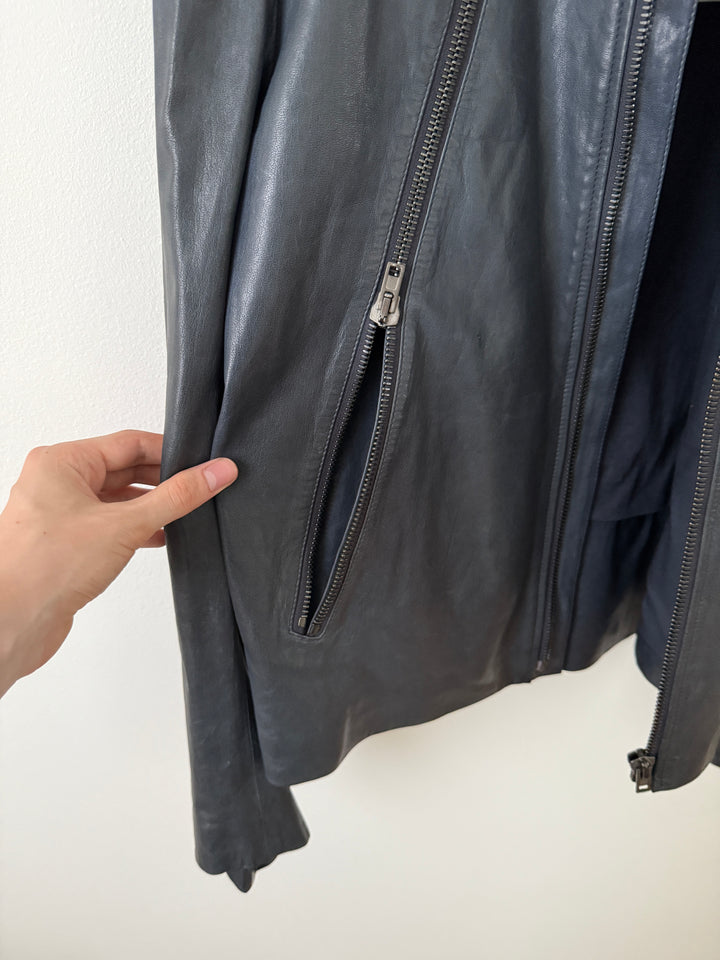 5 Zip Leather Moto Jacket