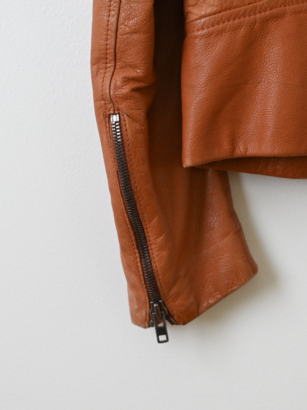 Brown 5 Zip Leather Moto Jacket