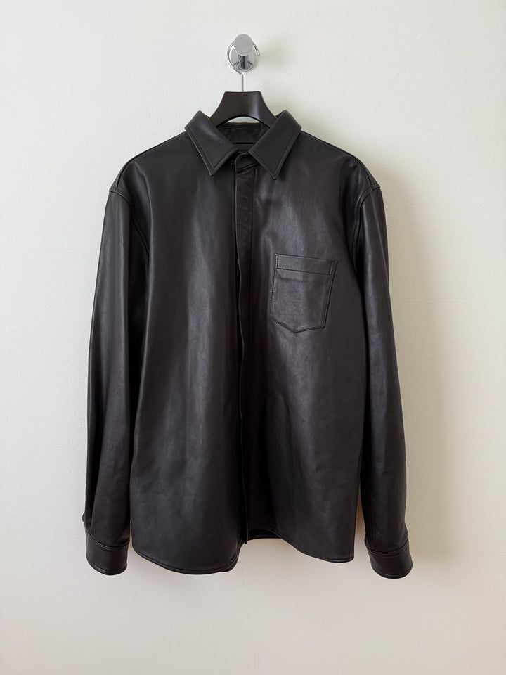 Leather Cloak Button Up Shirt