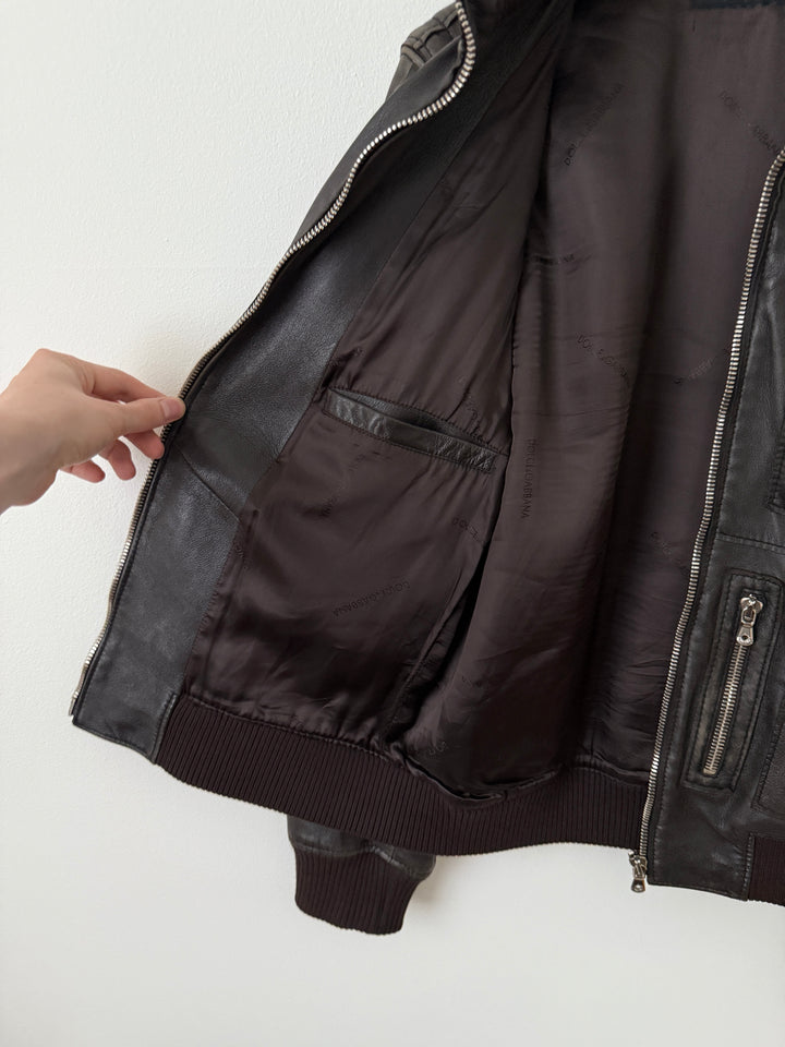 Multi-Zip Faded Leather Jacket