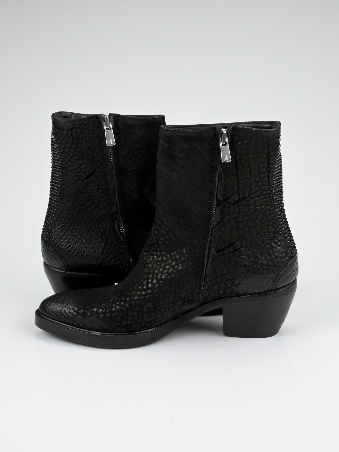 Staple Spine Grained Leather Ankle Boots