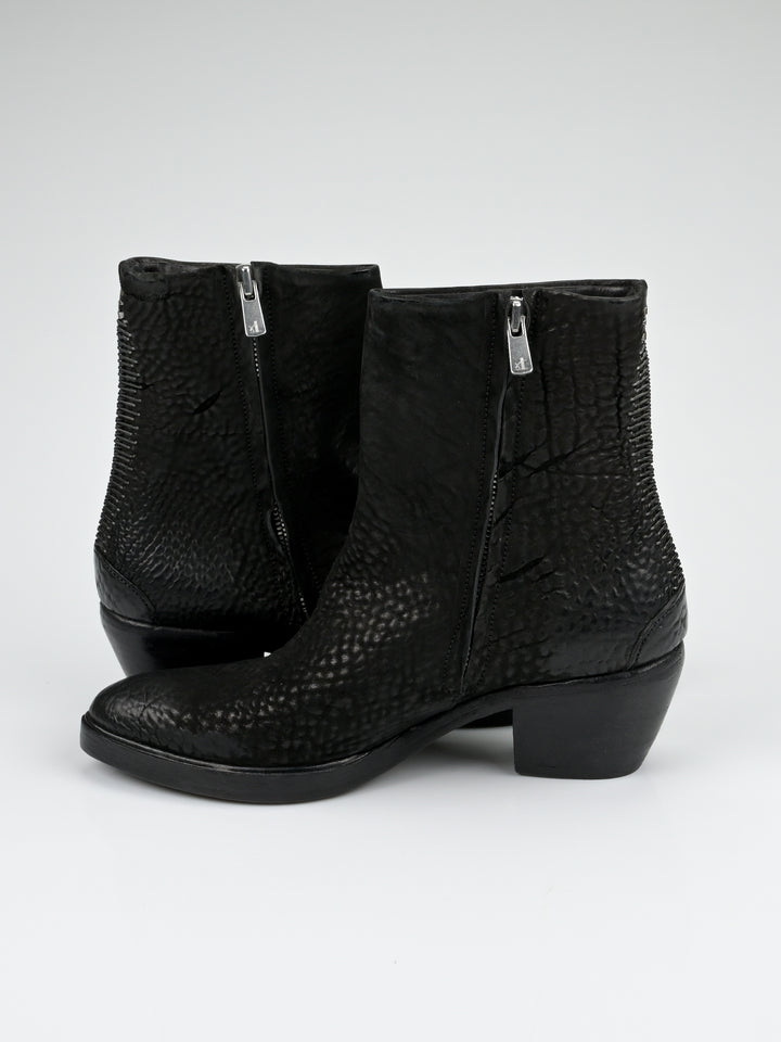 Staple Spine Grained Leather Ankle Boots