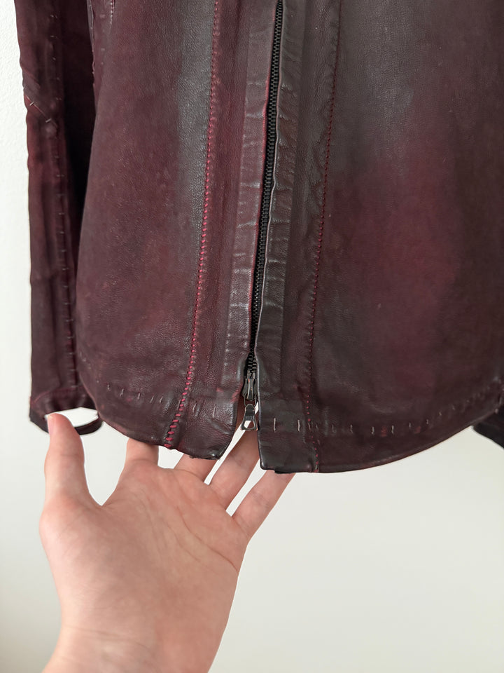 Lascar Stretch Dirtyred Astro Leather Jacket