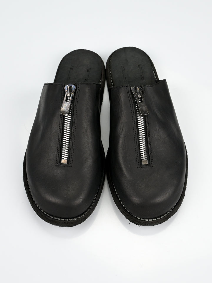 Front Zip Calf Leather Full Grain Slipper