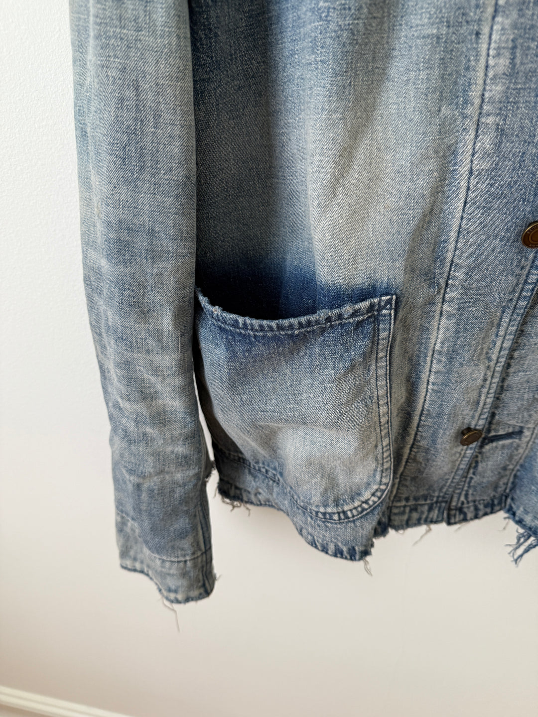 Distressed Denim Wool Lined Jacket