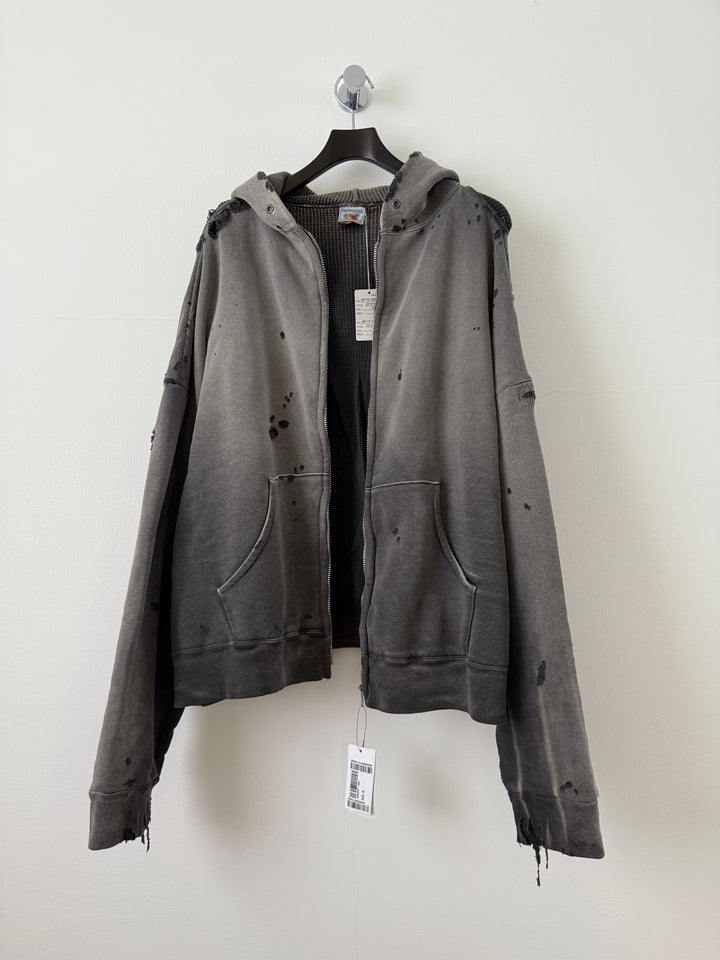 Distressed Thermal Hoodie