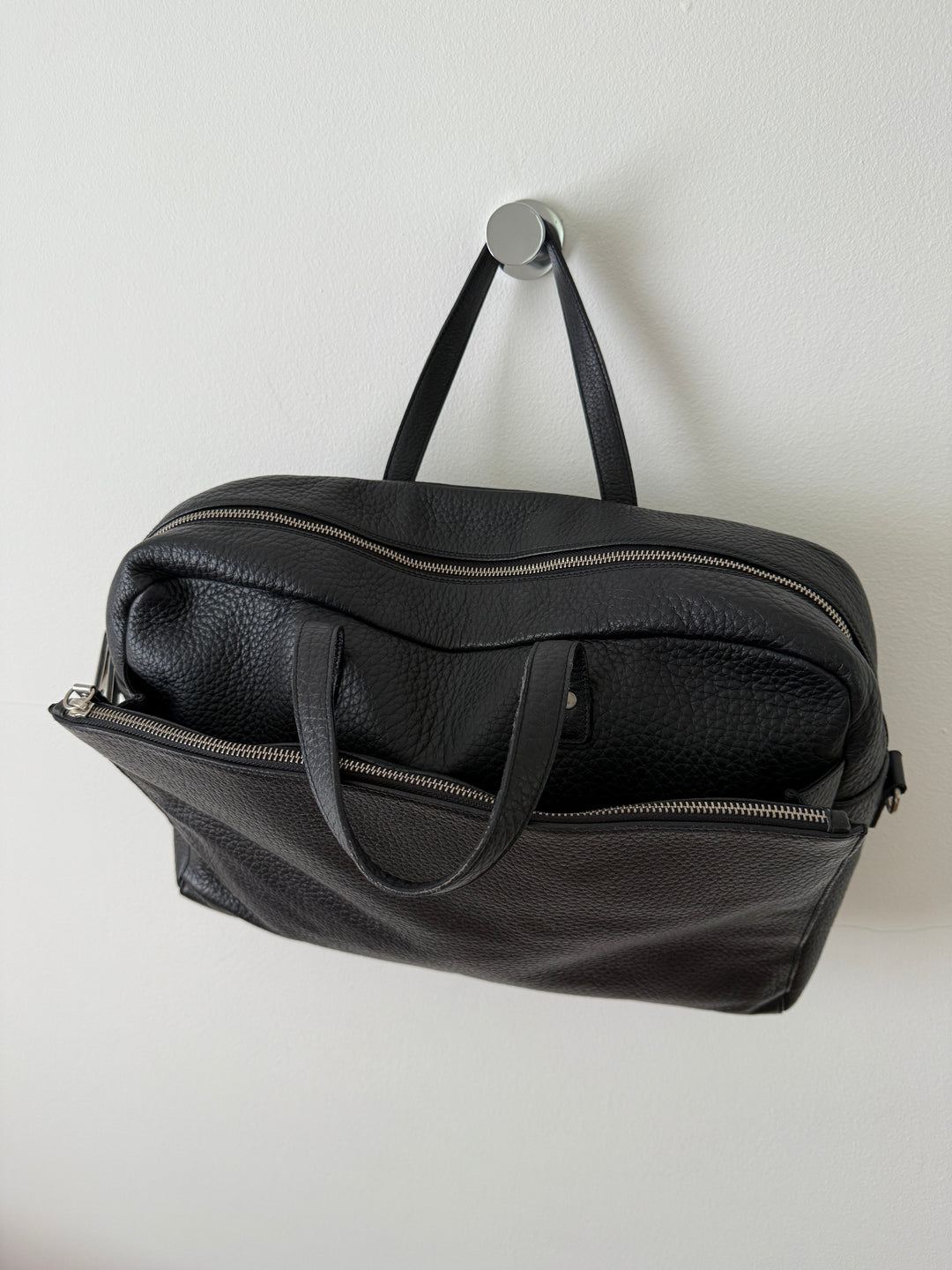 Pebbled Leather Messenger Bag