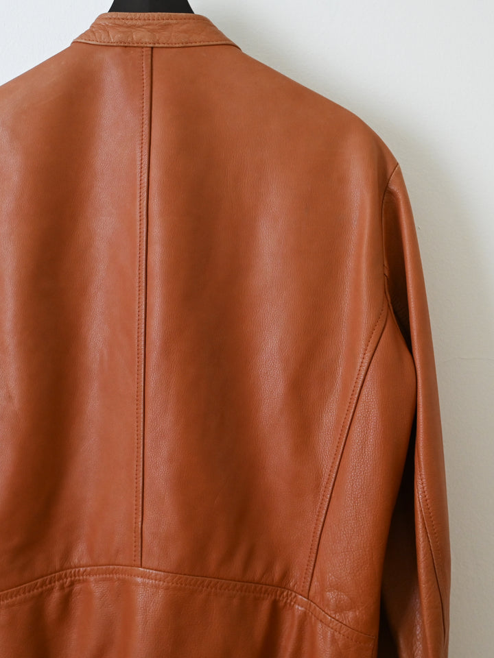 Brown 5 Zip Leather Moto Jacket